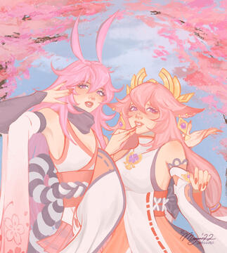 yae sakura and yae miko, feb 2022